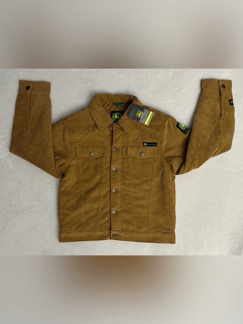 John Deere Boys' Tan Corduroy Button-Front Jacket Size 8